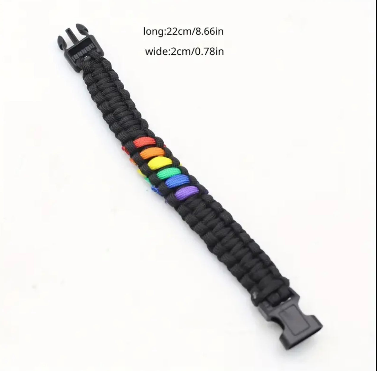 1pc Hand-woven Paracord Hand Rope Wrist Bracelet, Rainbow Colors