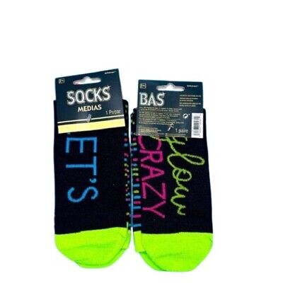 Adult Neon Let's Glow Crazy Crew Socks