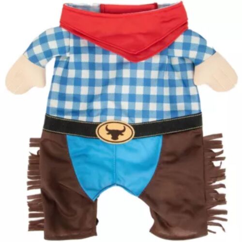 Party Dog Cowboy Dog Puppy Halloween Costume W/ Straw Hat Size XS/S 2 Piece