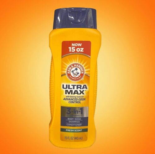 Arm & Hammer Ultra Max 3-in-1 Shampoo Conditioner Body Wash (Fresh Scent) 15 oz