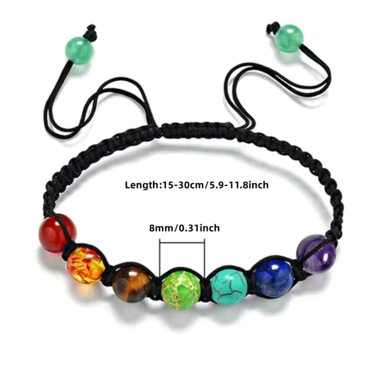 Natural Stone Bead Tube Gemstone Braided Bracelet for 7 Chakra Spiritual Healing