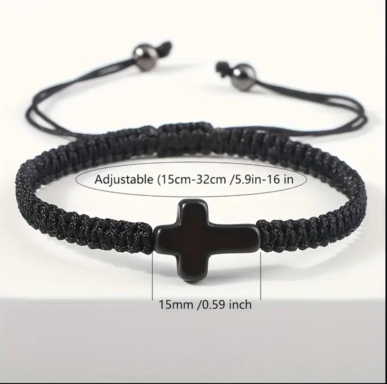 Braided rope Cross Pendent  Bracelet With  Adjustable Rope