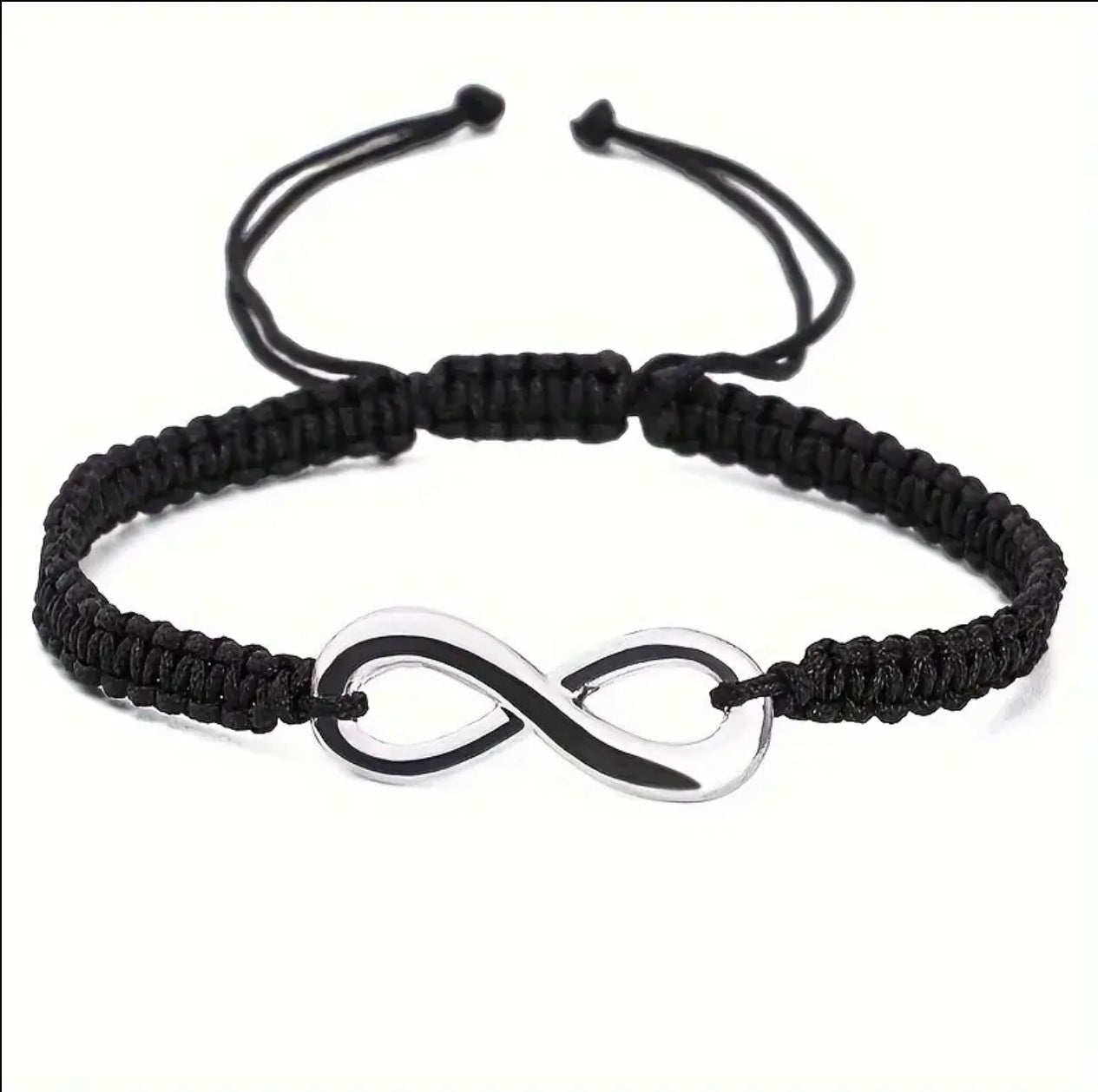 1pc Unisex Braided Woven Metal Pendant Infinite Infinity 8-shaped Bracelet