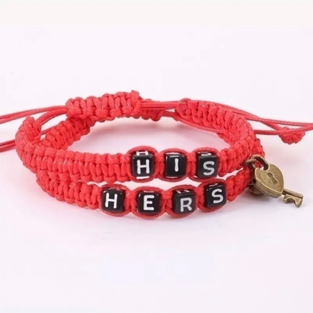 2pcs  Couples His & Hers Bracelet Set With Key Lock Charm Bracelet