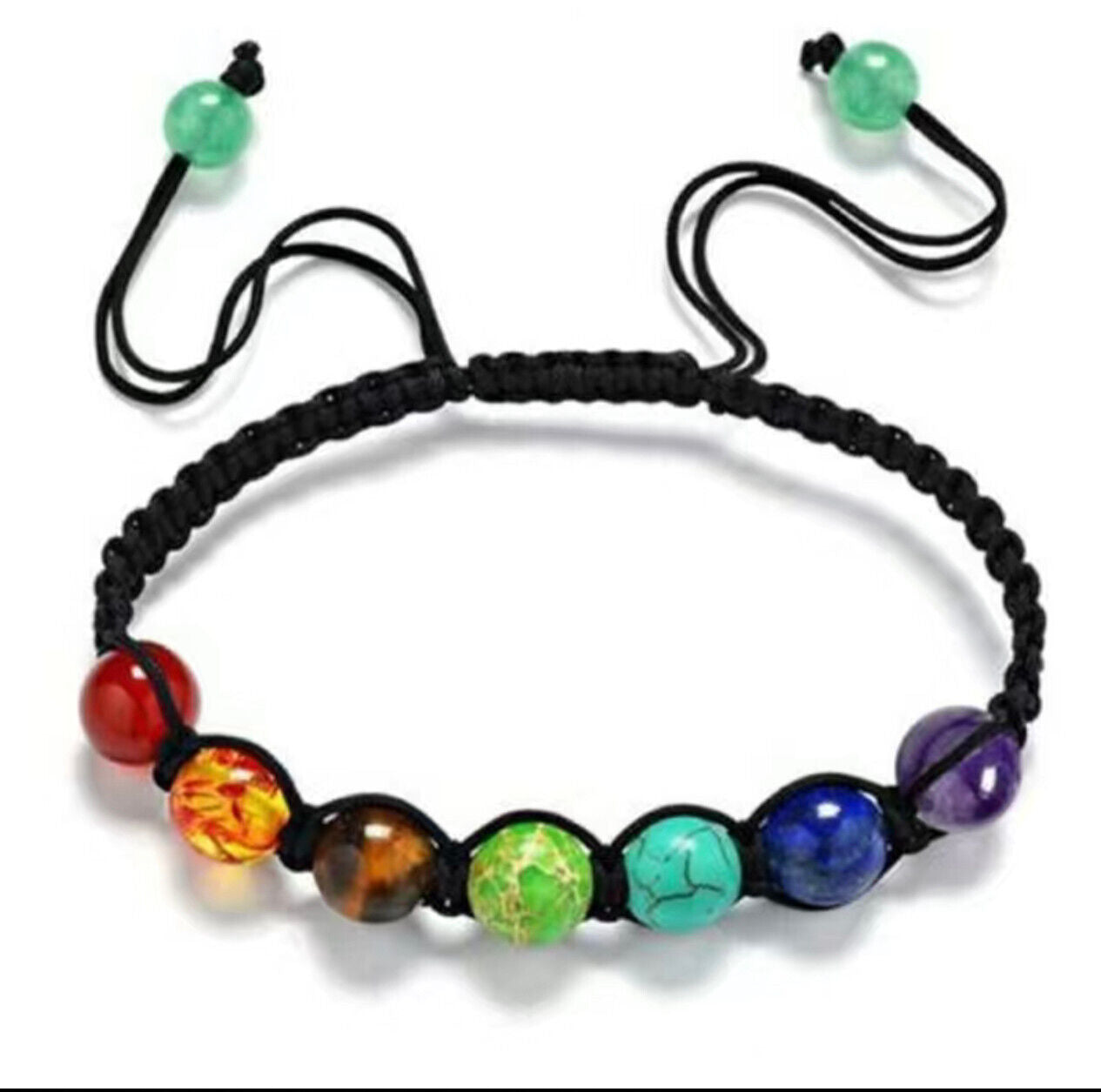 Natural Stone Bead Tube Gemstone Braided Bracelet for 7 Chakra Spiritual Healing