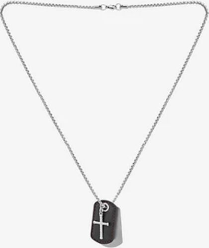 Mens Stainless Steel Cross Dog Tag Pendant Necklace