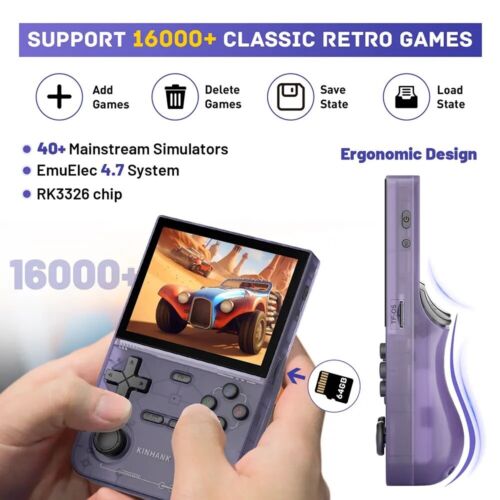 K36 Retro Handheld Video Game Console 16000+ Retro Games Emulator 3.5 in - Black